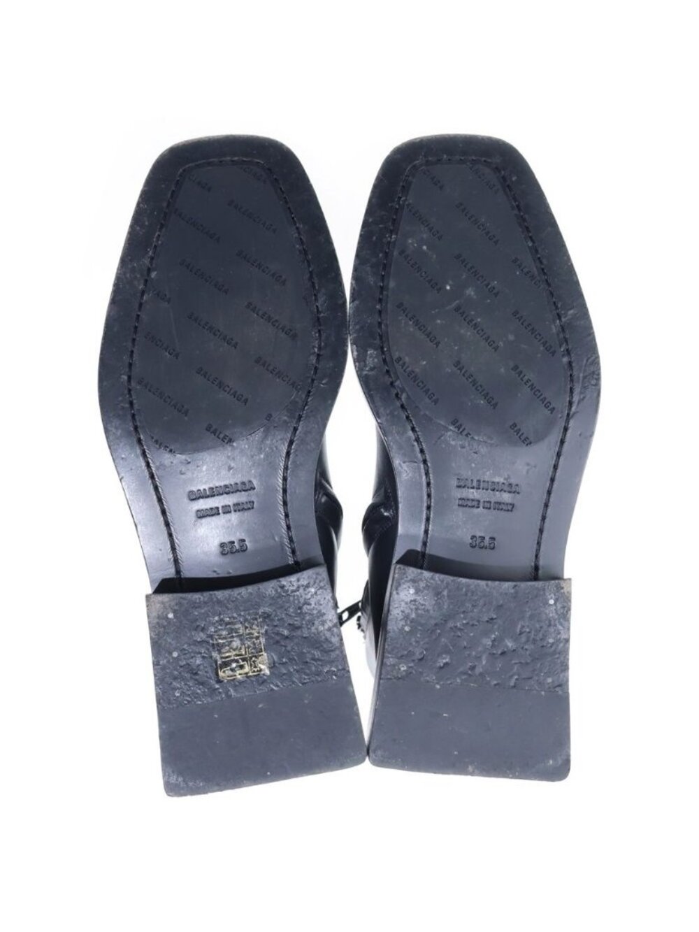 Balenciaga BB Logo Square Toe Side Zip Ankle Boots Black - Picture 4 of 6